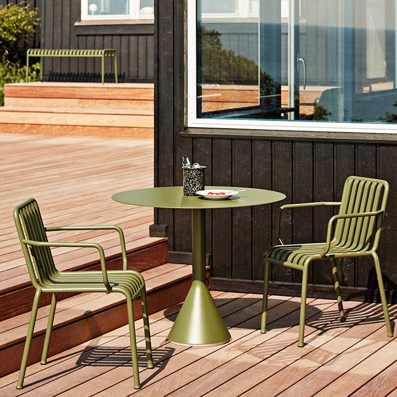 Contemporary Green Dining Table Metal Dining Table for Outdoor