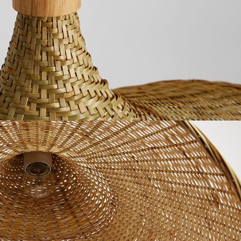 Chapeau de paille moderne suspendu luminaires rattan 1 lumière légère pendante