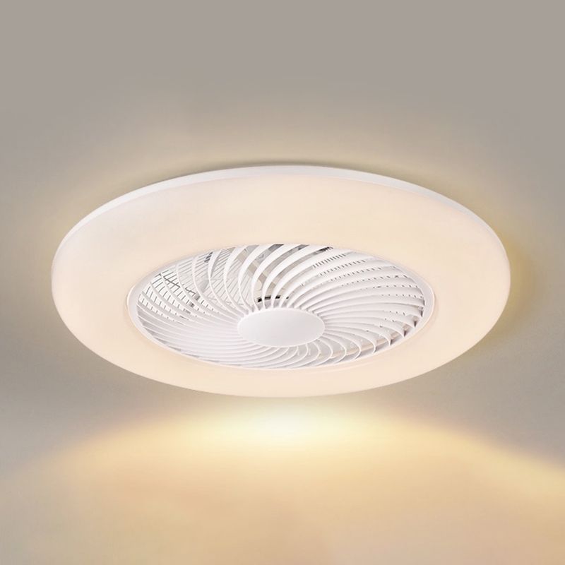 Remote Control Round Bedroom Fan Lamp Acrylic Nordic Style LED Semi Flush Ceiling Light