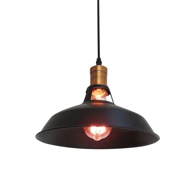 Schuurschaduw woonkamer hanglamp lichte boerderij ijzer 1-licht zwart/wit hangende lamp met geventileerde aansluiting