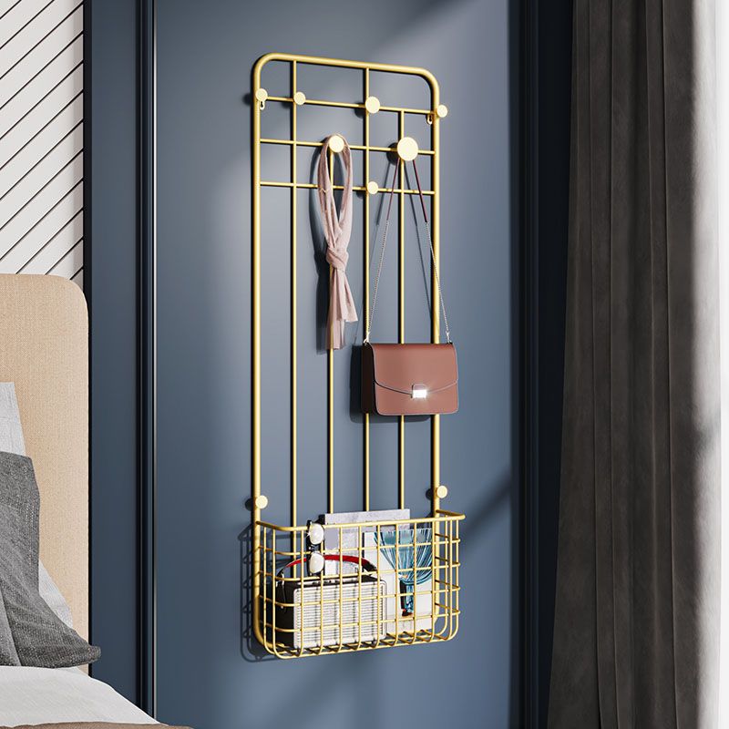 1 Storage Shelf Metal Coat Hanger Modern Wall Mounted Coat Rack with Hooks