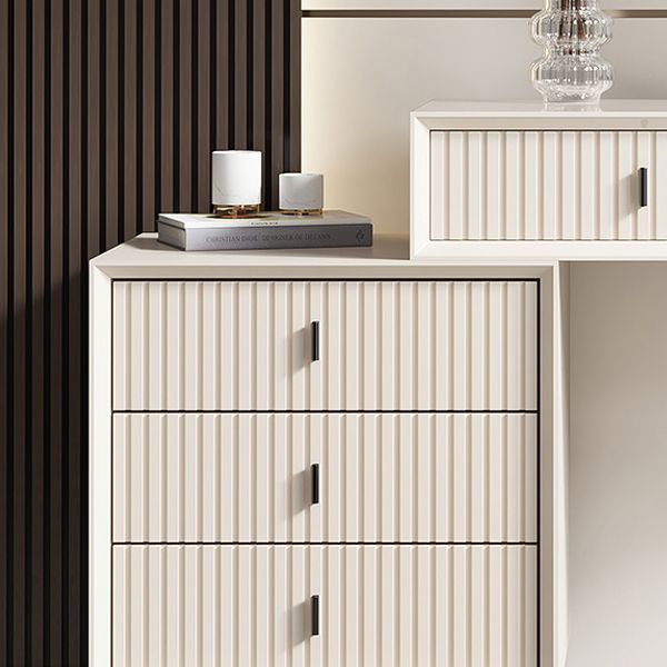 Modern Stone White Vanity Desk 5-Drawers Vanity Dressing Table