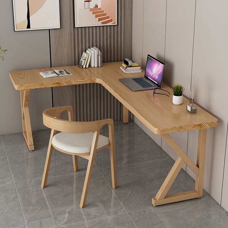 Modern Style Wooden Writing Desk L-Shape Office Table with 3 Legs for Home