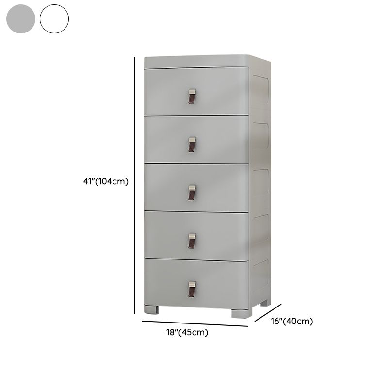 Modern Plastic Nursery Dresser Vertical Kids Nightstand with 5 Drawers for Home