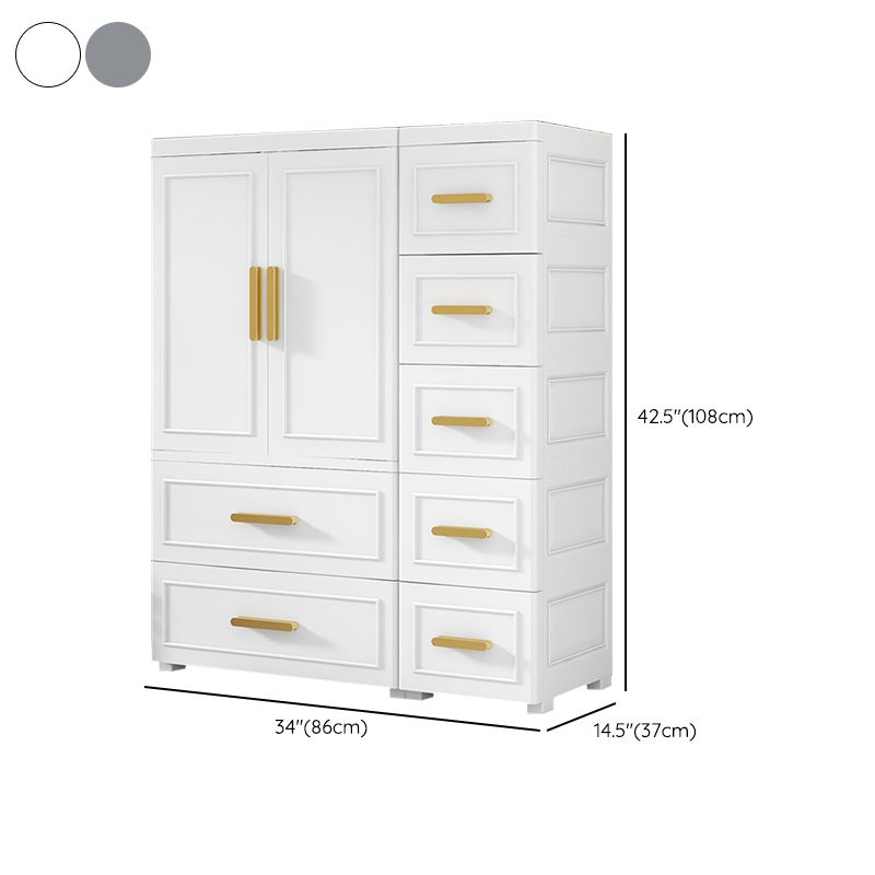 Contemporary Plastic Armoire Cabinet Bedroom Youth Armoire with wheels