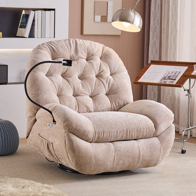 Metal Frame Swivel Rocker Standard Recliner Solid Color Recliner Chair with Tufted Back