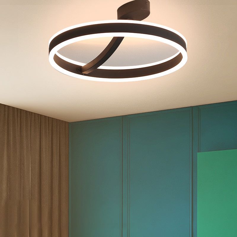 Aluminium Linear LED Semi Flush Mount in Modern Simplicity Acrylic 2-Light Ceiling Light for Bedroom