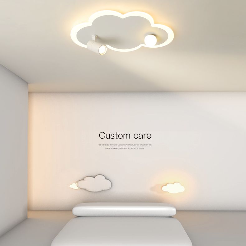 Montaggio semifulto a LED di nuvole bianche in moderno appuntamento a soffitto interno in metallo creativo con ombra acrilica