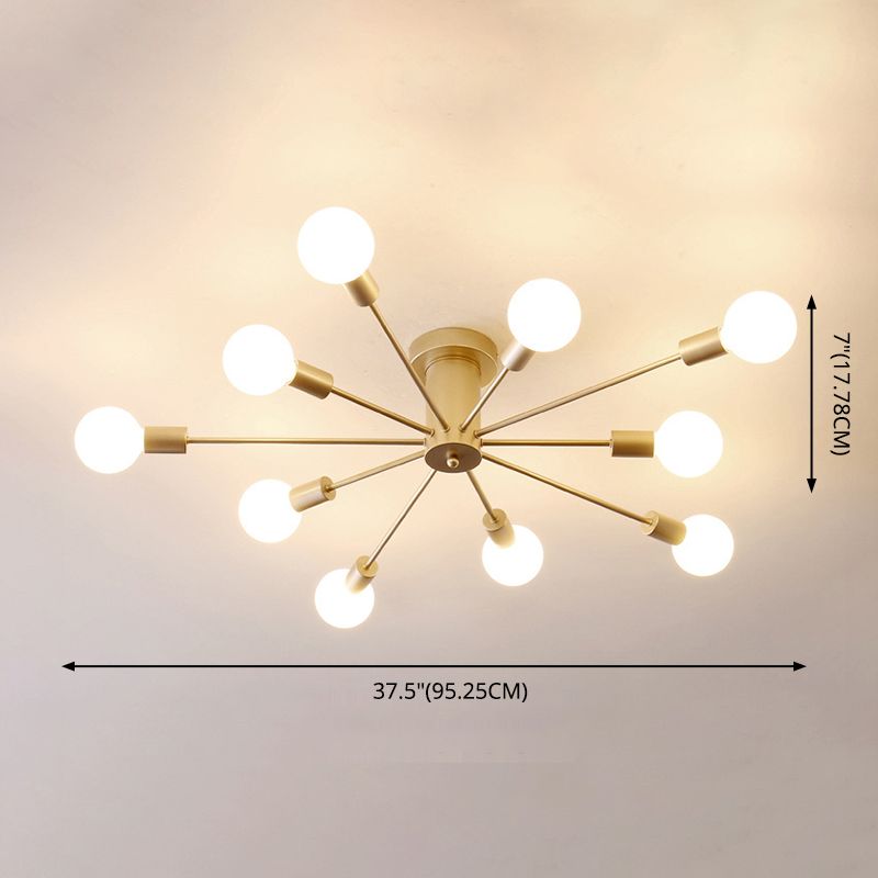 Sputnik Design Semi Flush Mount Light Fixture Modern Metal Semi Flush