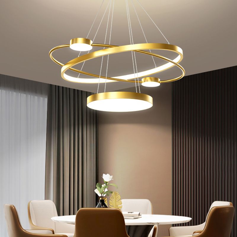 Nordic Circle Chandelier Metal Layered LED Chandelier Pendant for Restaurant