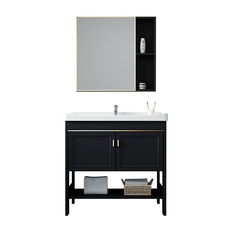 Shelving Included Bath Vanity Set Mirror Freestanding Vanity Set with Single Sink