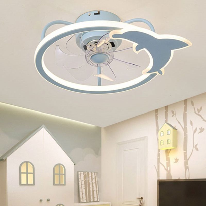 Dolphin Plafond ventilateur luminaire dessin animé en acrylique LED LED Light Light