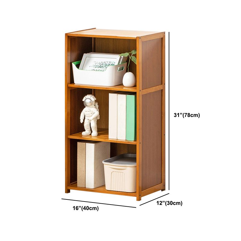 Contemporary Bamboo Book Shelf Closed Back Brown Shelf Bookcase for Home