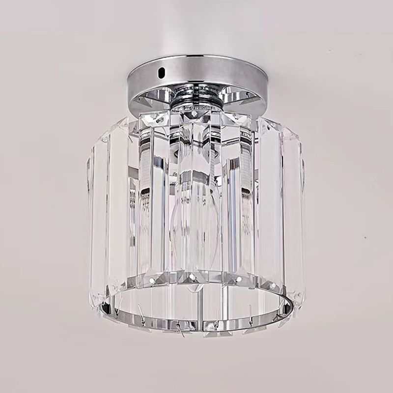 1-Light Ceiling Lamp Modern Ceiling Mount Light with Glass Shade for Living Room