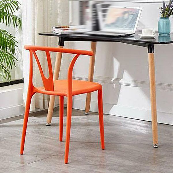 Contemporary Plastic Kitchen and Dining Room Chair Slat Back Side Chair