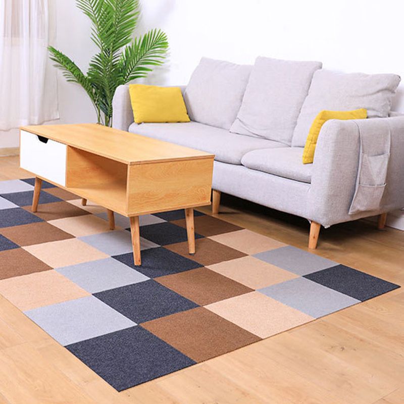 Modern Carpet Tiles Square Color Block Stain Resistant Carpet Tiles
