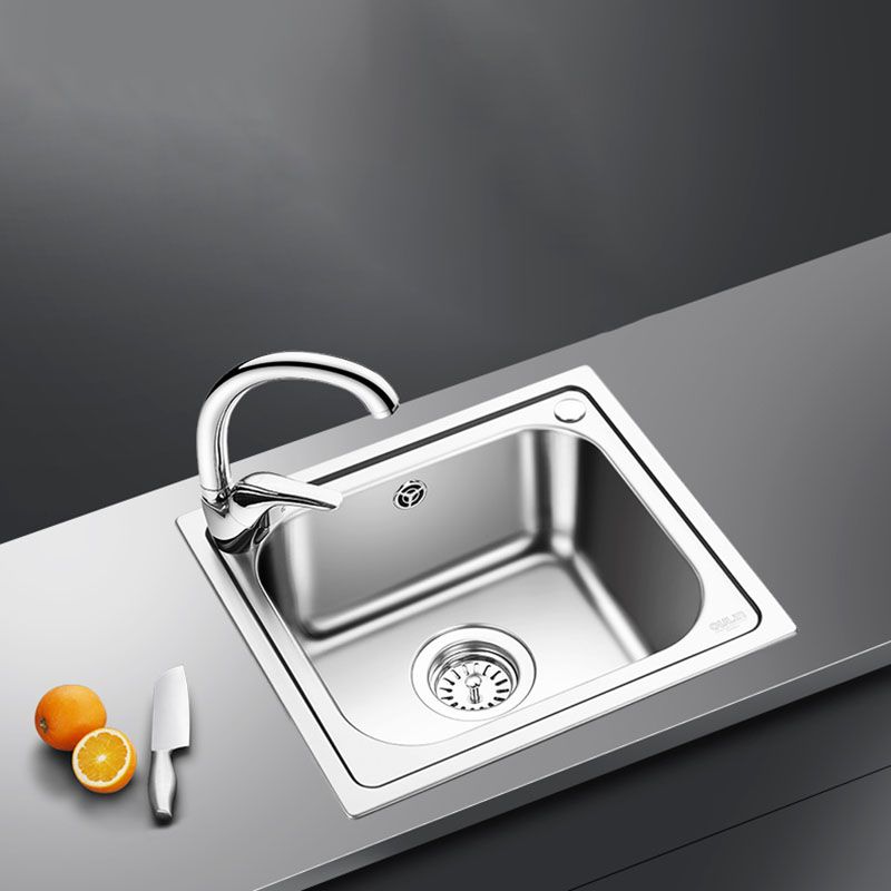 Single Bowl Kitchen Sink Stainless Steel Rectangle Sink with Drain Assembly