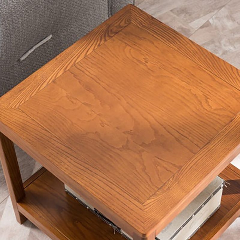 Modern Wood Side Table with no Wheels and Drawers for Living Room