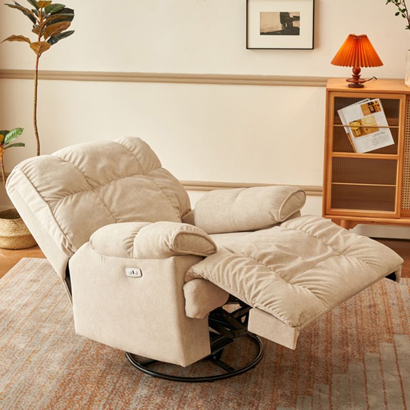 Microsuede Swiveling Recliner Chair Modern Pillow Top Arm Recliners with USB Cord