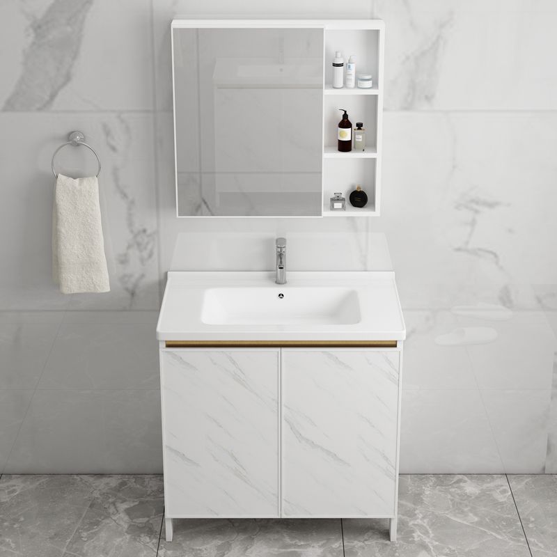 Free Standing Vanity Set White Drawer Faucet Ceramic Sink Vanity Set with Mirror