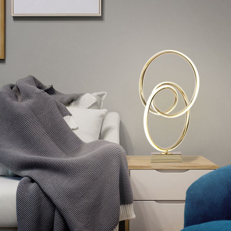 Metal Twisted Ring Shape LED Table Light Contemporary Gold Nightstand Lamp for Bedside