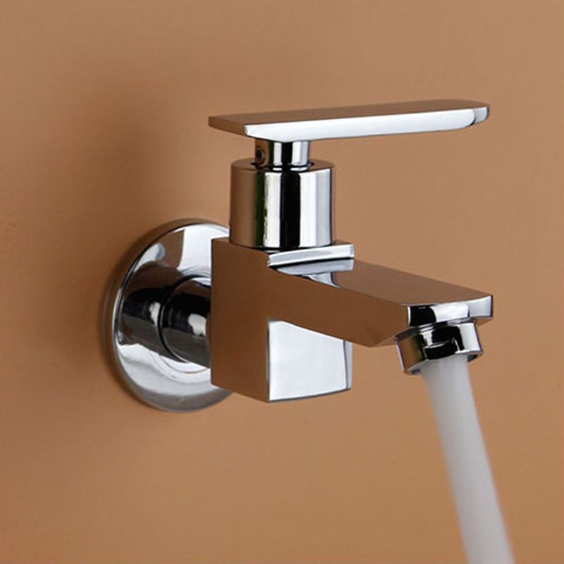 Contemporary Wall Mounted Bathroom Faucet Lever Handles Solid Brass Faucet