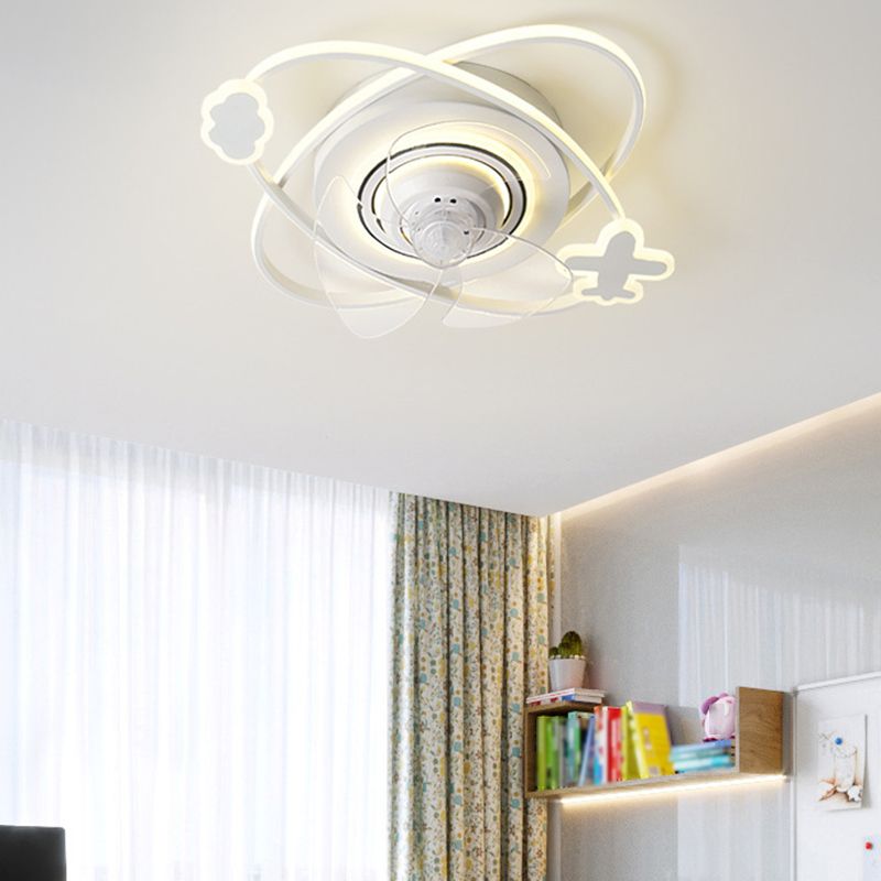 3-Blade Children Ceiling Fan Polish Finish LED Fan with Light for Foyer