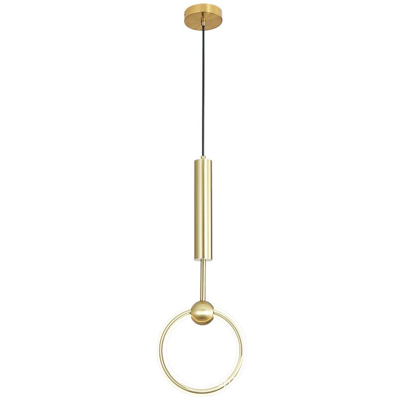 Modern Minimalist Style Linear Ceiling Pendant Light Metal 1 Light Hanging Light in Gold Finish  for Bedroom