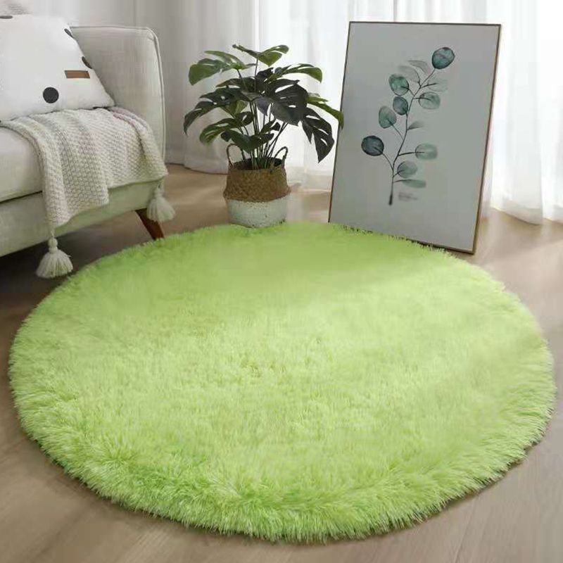 Natural Plain Round Area Rug Multi-Color Modern Shag Indoor Carpet Polyester Easy Care Stain Resistant Carpet for Living Room