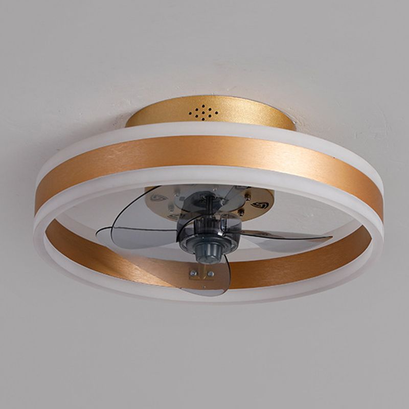 Halo Ring Acrylic Fan Lamp Fixture Minimalist LED Semi Flush Ceiling Lighting for Bedroom