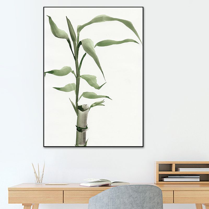 Chinese Bamboo Painting Wall Decor Canvas Textured Green Wall Art for Living Room