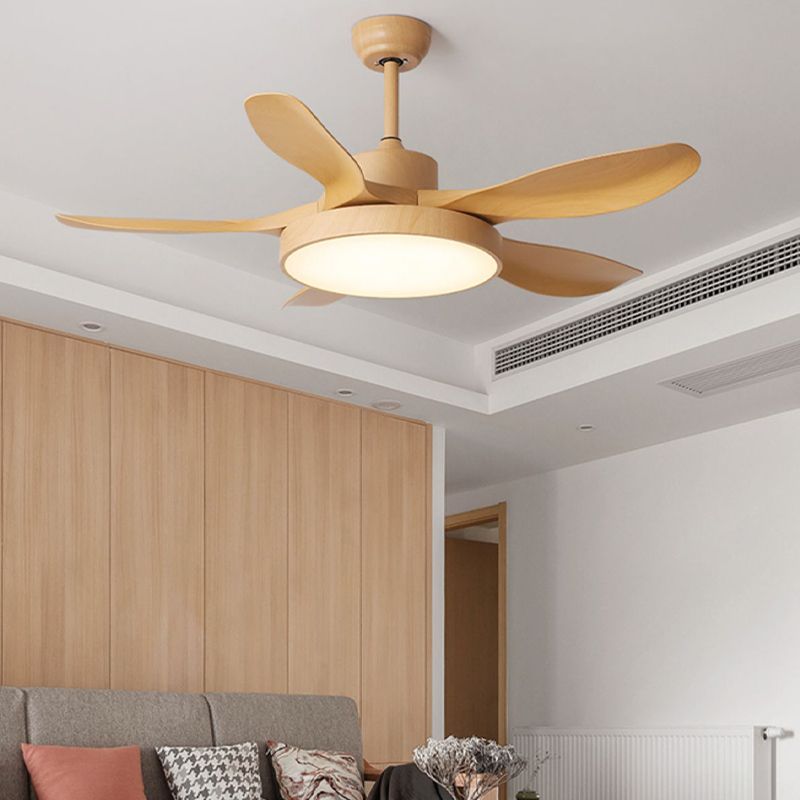 Wooden LED Ceiling Fan Light Fixture Contemporary Ceiling Lamp for Bedroom