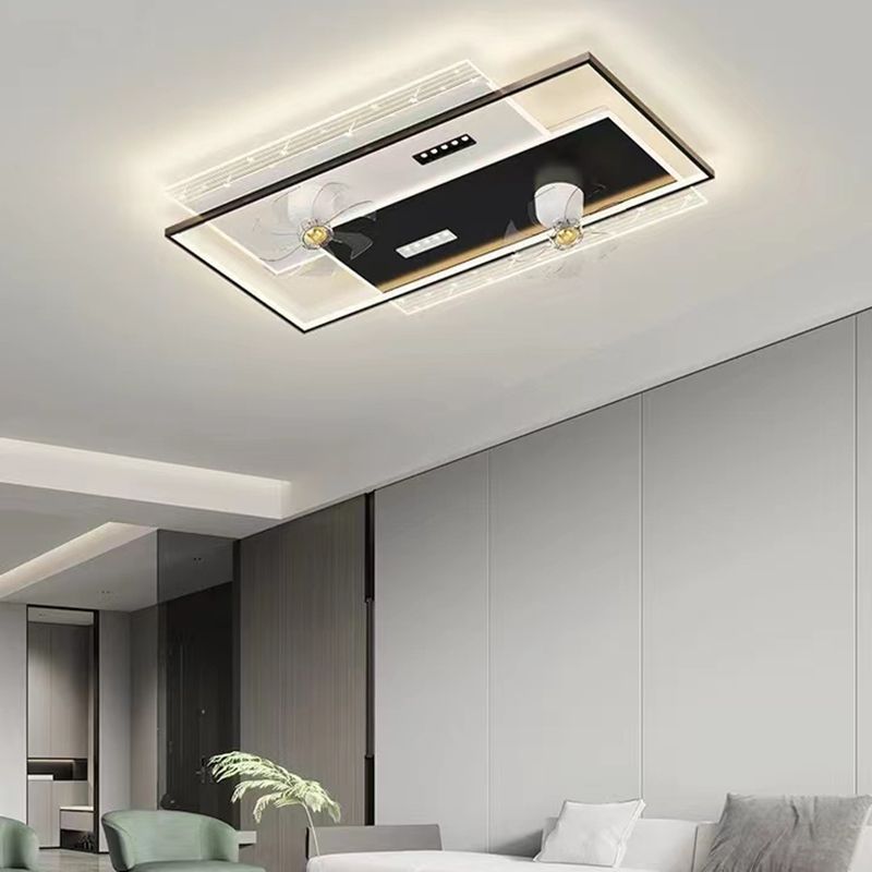 Round / Square LED Fan Mount Fixture in Black and White Modern Ceiling Fan