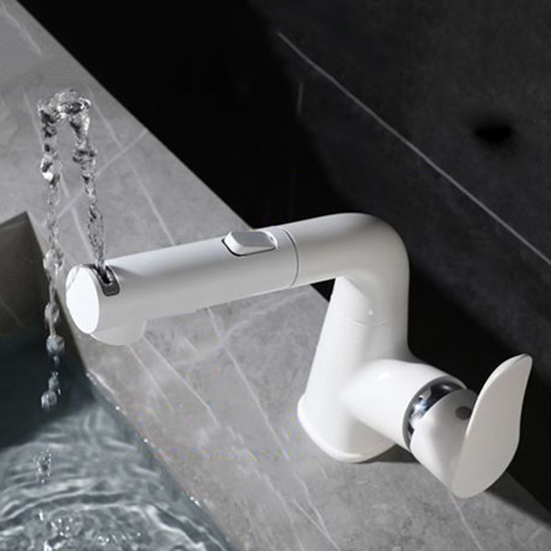 Contemporary Vessel Faucet Copper Single Handle Low Arc Retractable Vessel Faucet