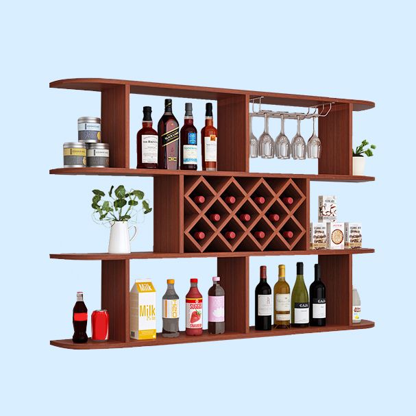 Wood Wall Mounted Modern Wine Rack Wine Stemware Holder for Kitchen