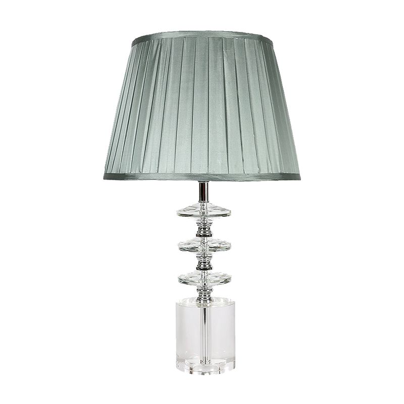 Empire Shade Night Table Lamp Modern Clear Crystal 1-Head Bedroom Nightstand Lighting in Grey