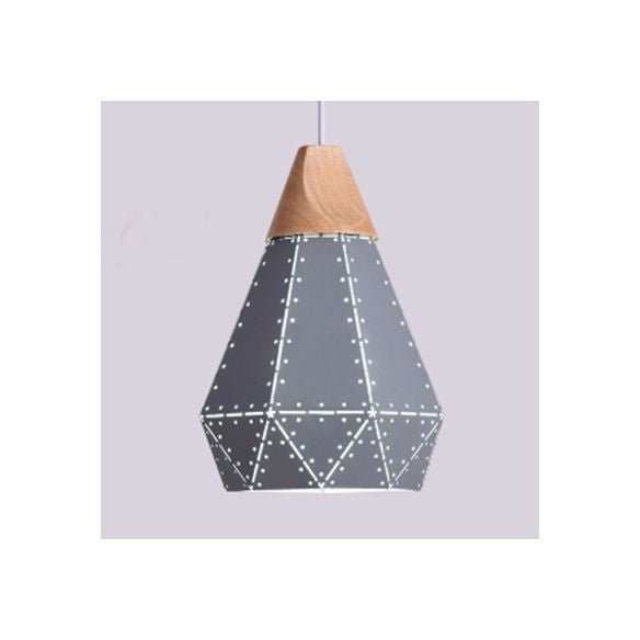 Metallic Diamond Shape Pendant Light Black/Grey/White 1 Light Modern Monochrome Hanging Light for Kitchen Stair