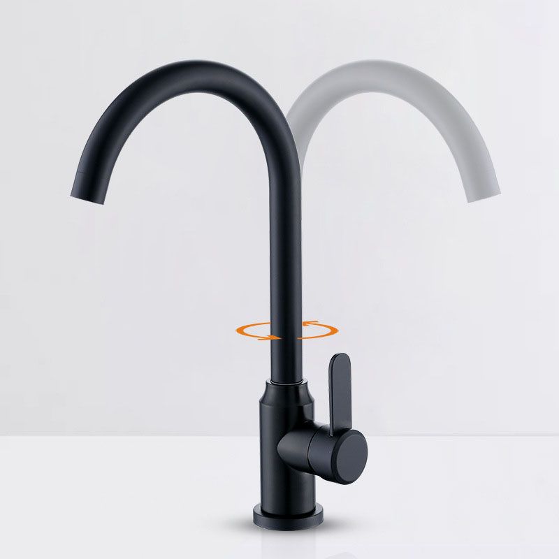 Modern Pull Down One Handle Kitchen Faucet High Arch Filler with No Sensor