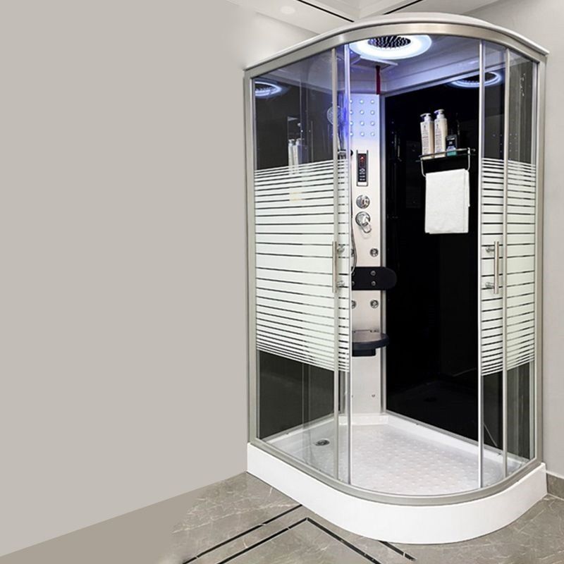 Linear Sliding Striped Shower Enclosure Metal Framed Shower Enclosure