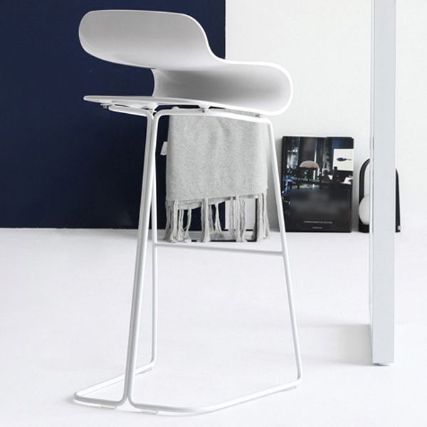 Scandinavian Matte Finish Plastic Barstool Footrest Coffee Shop Stool