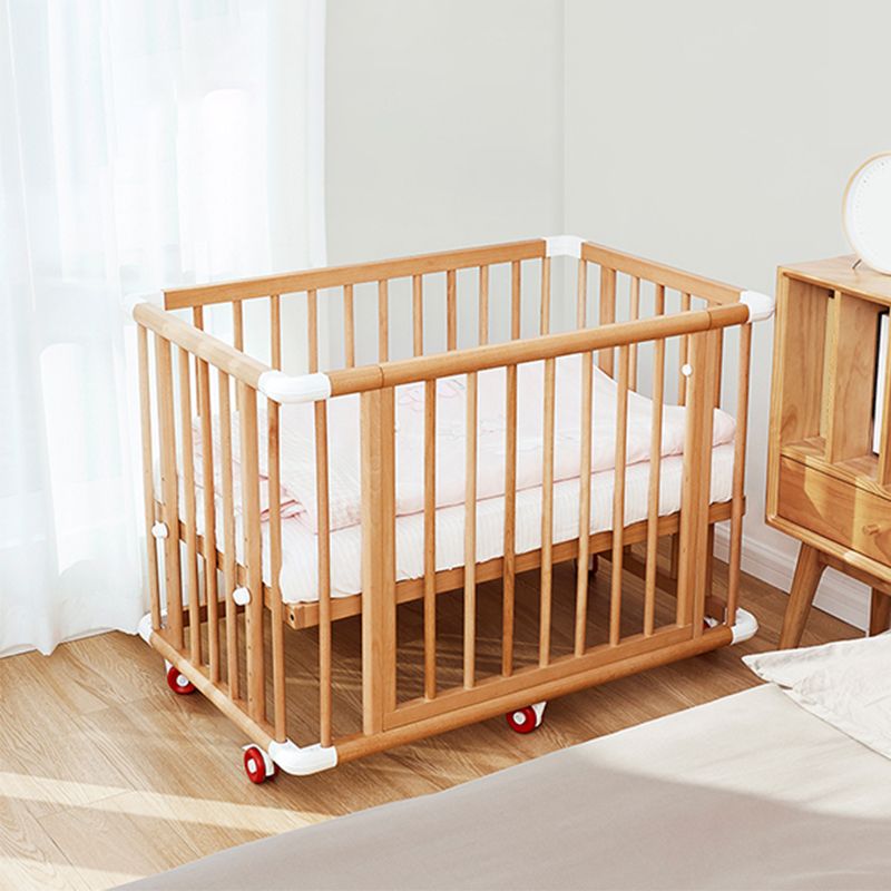 Farmhouse Rectangle Crib Home Solid Wood 4-In-1 Convertible Crib