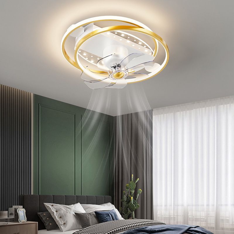 Modern Geometric LED Fan Light in Black / Gold Ceiling Fan Fixture