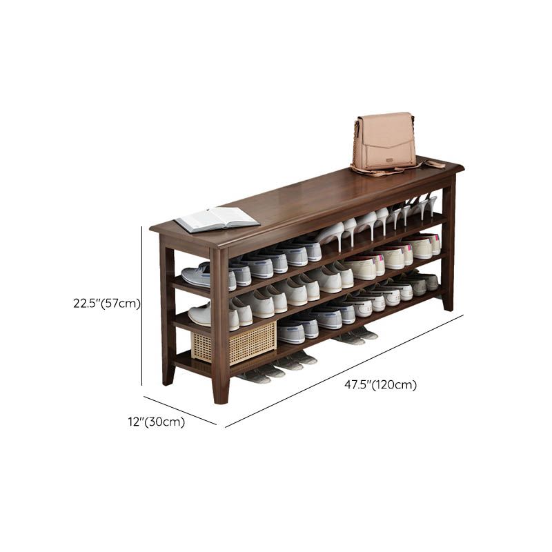 Modern Entryway Bench Wooden Seating Bench with Shelves , 12 inch W