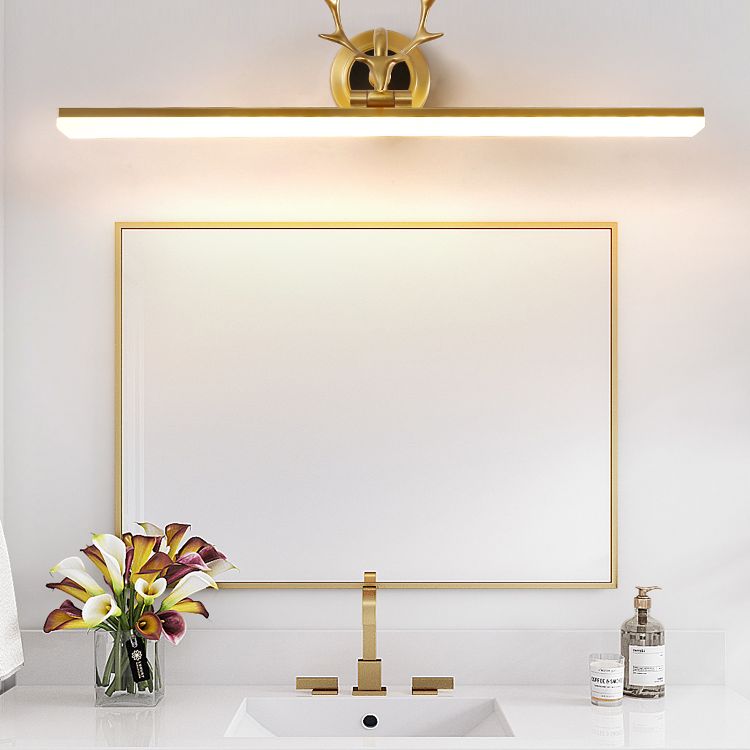 Mid-Century Luxury Style Streamlined Wall Mounted Vanity Lights Copper Flush Mount Wall Sconce for Bathroom