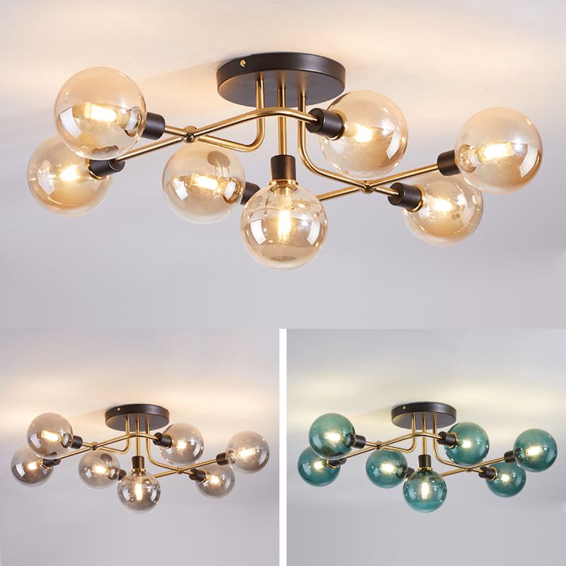 Nordic Style Ceiling Light Iron Ceiling Lamp with Colorful Shade for Bedroom