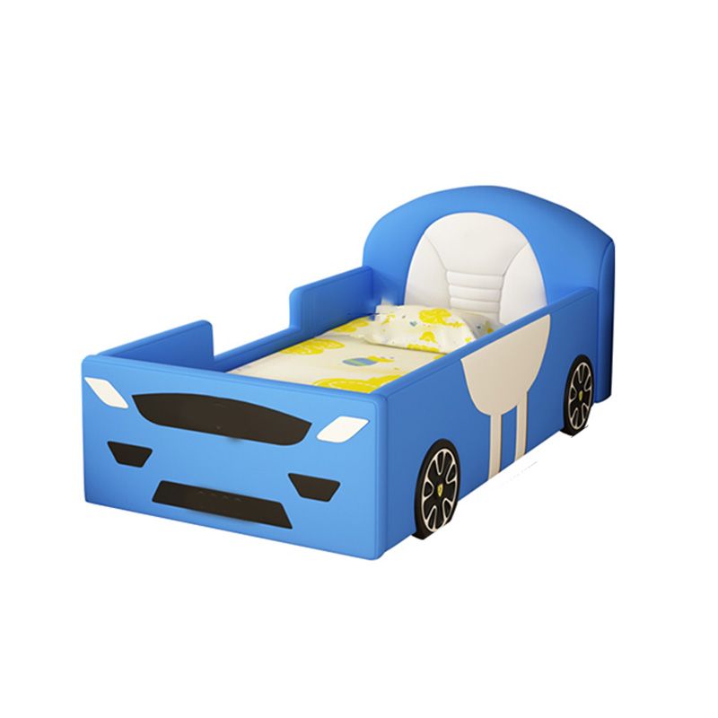 Contemporary Blue Bed with Storage and Headboard Cars Theme Bed