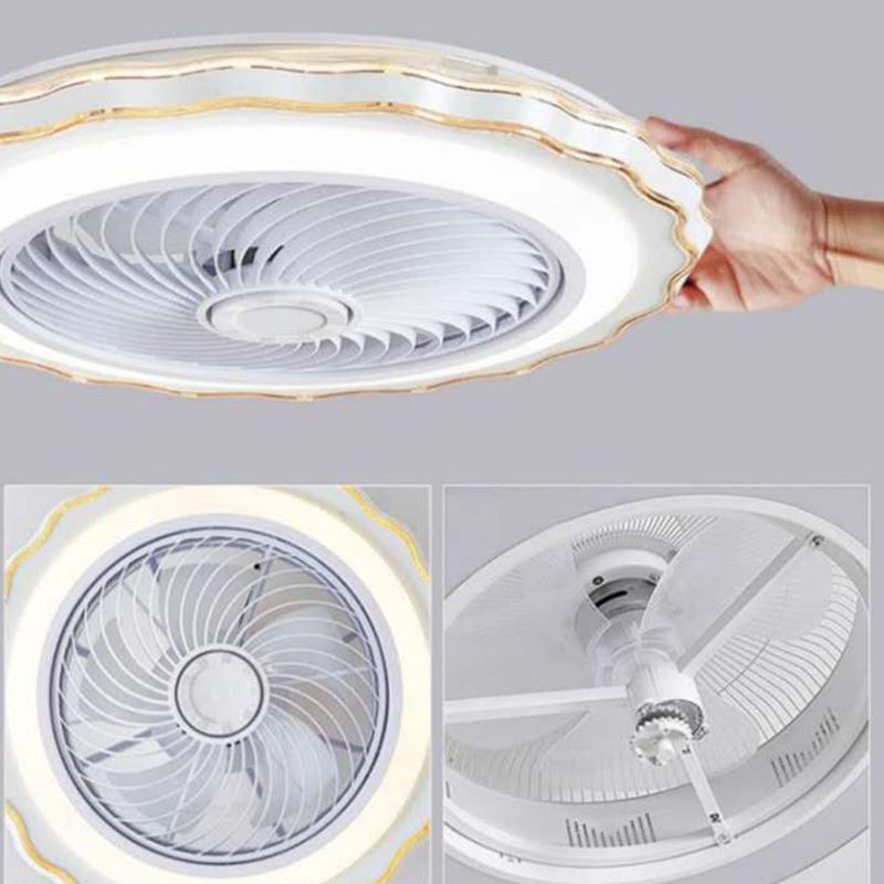 Éclairage de ventilateur de plafond floral Style de style en métal LED MONT SEMI FUX LEMP