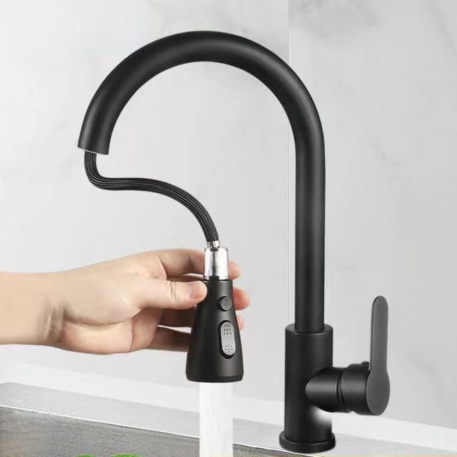 Modern 1-Handle 1-Hole Faucet Stainless Steel with Pull out Sprayer Faucet