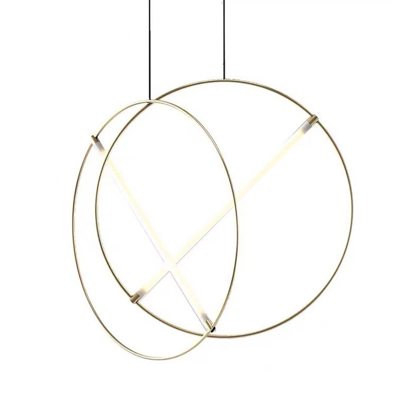 Simplicity Loop Shaped Pendant Lighting Acrylic Dining Room LED Down Light in Gold