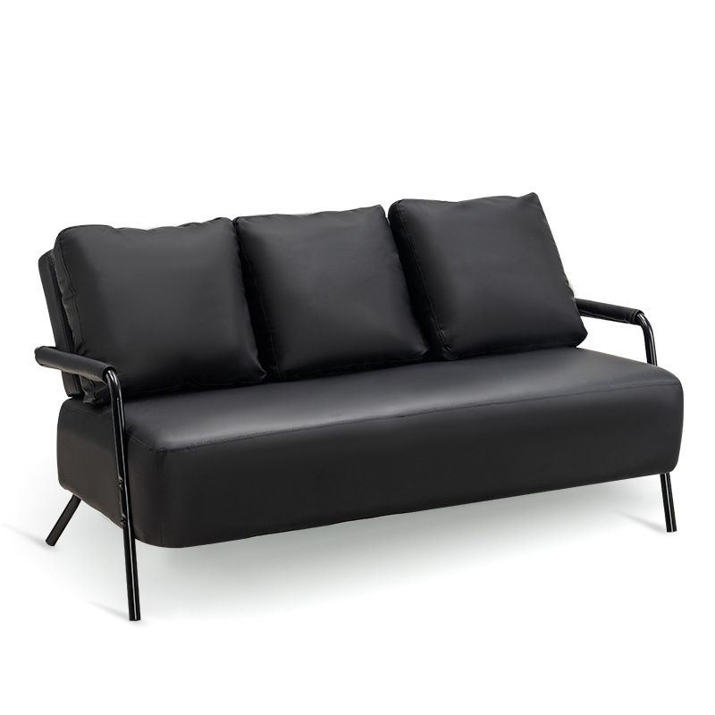 Tuxedo Arm Sofa Three Pillows Settee with Four Balck Legs for Apartment